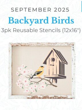 September 2025 Stencil of the Month Stencil Set w/ Add-On | Backyard Birds